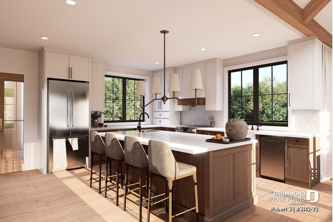 Custom house plans online featuring a modern open-concept kitchen designed for everyday living