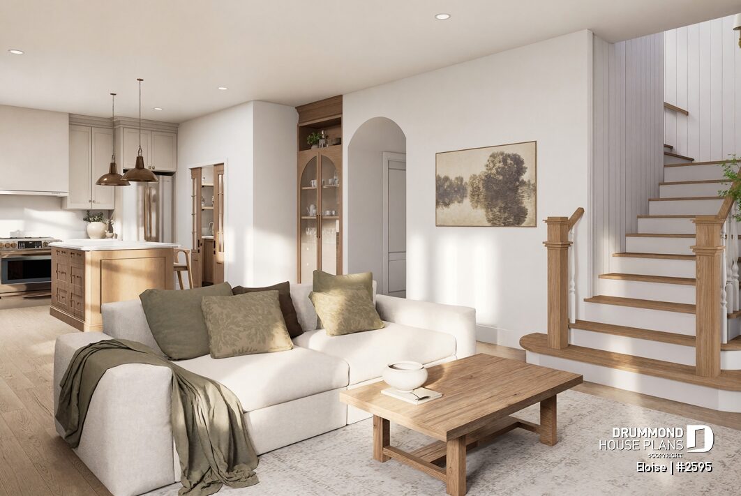 Bright open-concept living room in Eloise (#2595) featuring large windows, abundant natural light, and functional modern interior design.