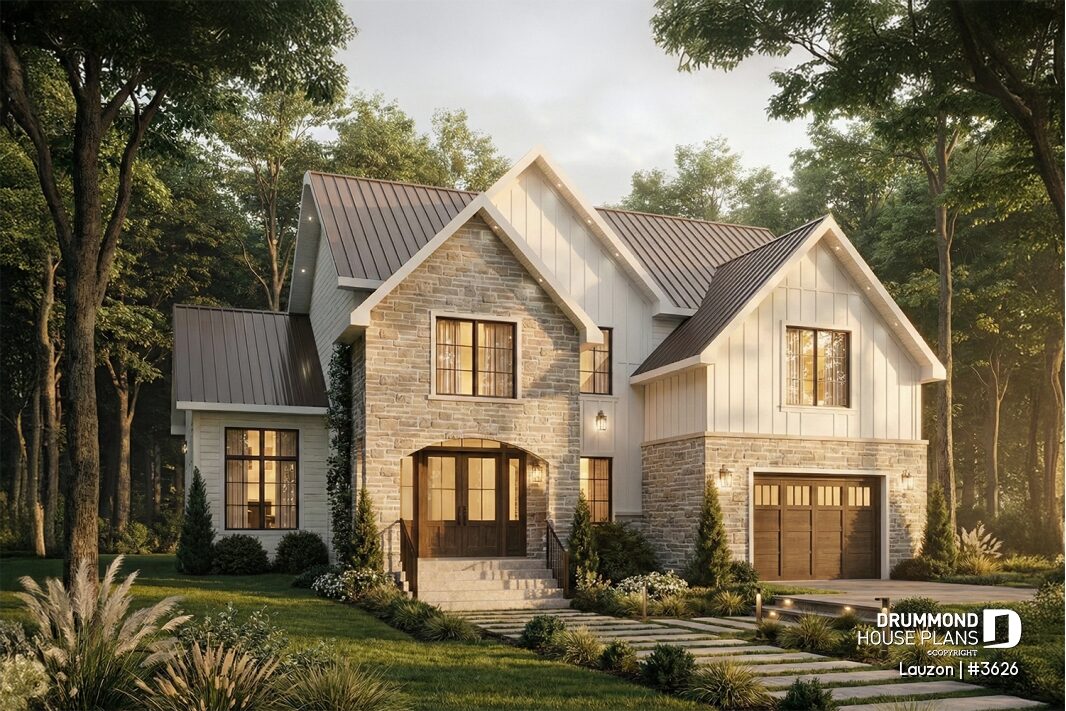 lauzon 3626 house plan modern home with garage and open concept layout