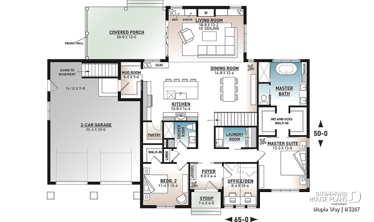 Maple Way (#3287) floor plan featuring 2 or 3 bedrooms, modern farmhouse layout, spacious primary suite, and functional family design.