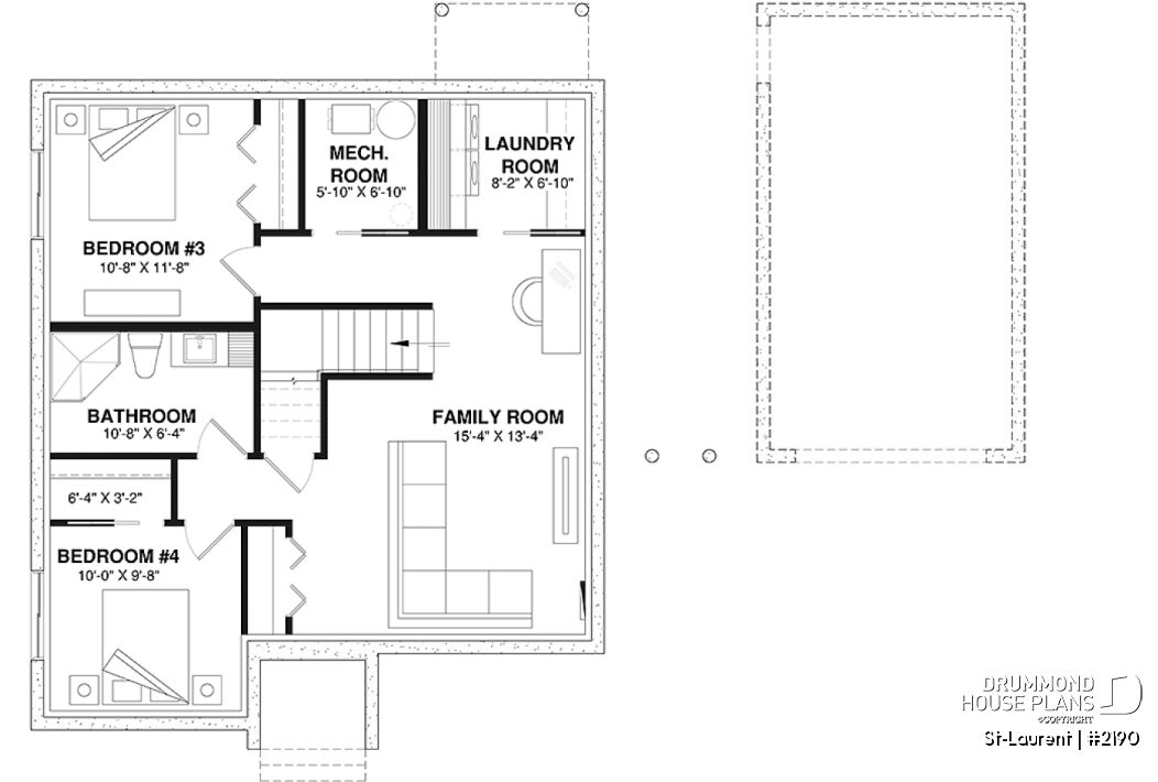 finished basement plan St-Laurent 2190 with 2 additional bedrooms and family room