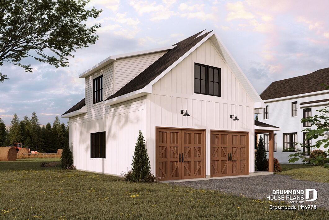 Crossroads (#6978) detached garage featuring overhead storage space designed to maximize organization and long-term flexibility without increasing footprint.