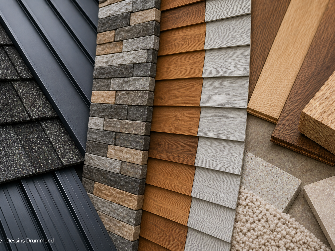 Textures de matériaux de construction maison toiture bois brique plancher durabilité