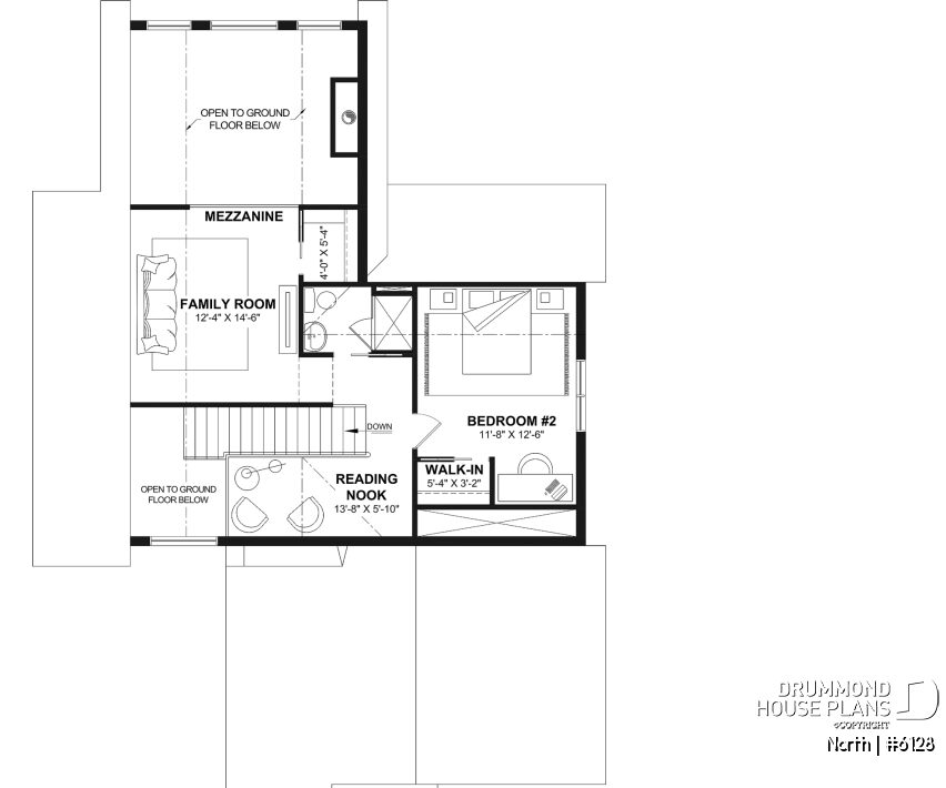 second floor plan North 6128 bedrooms layout functional 2-story house plan with garage