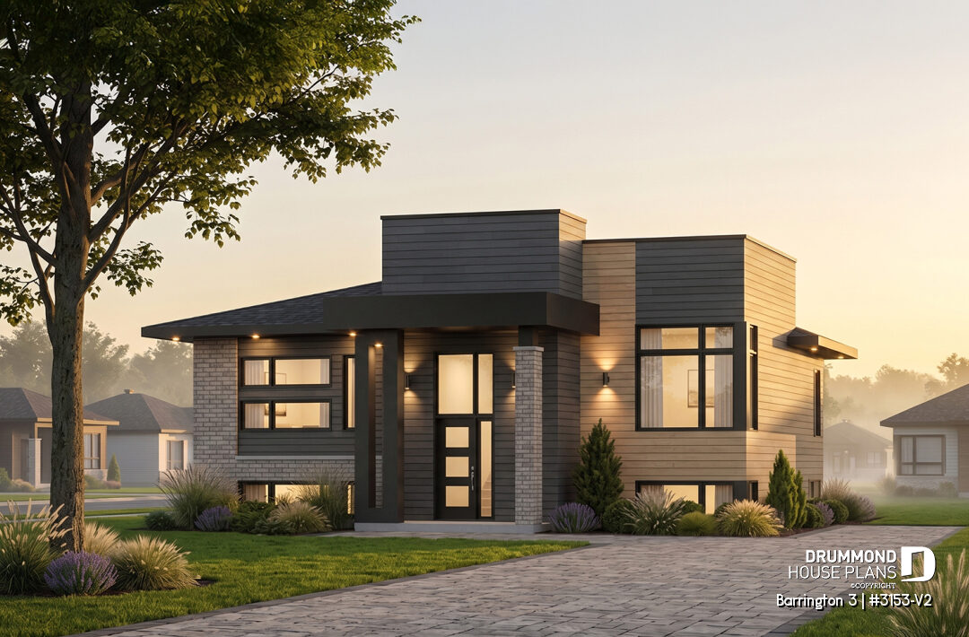 Modern 2-bedroom house plan Barrington 3 #3153-V2 with large windows