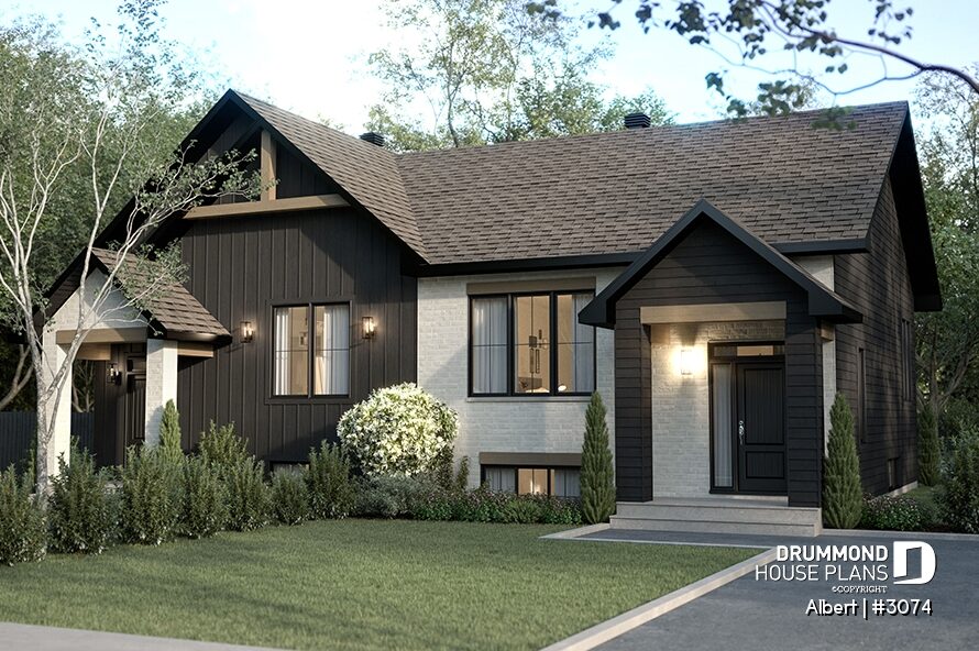 Albert #3074 semi-detached house with contrasting black and light exterior finishes